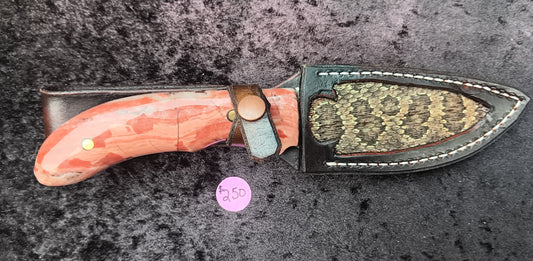 Kona Dolomite Handled Stainless Steel Knife with Rattle Snake sheath