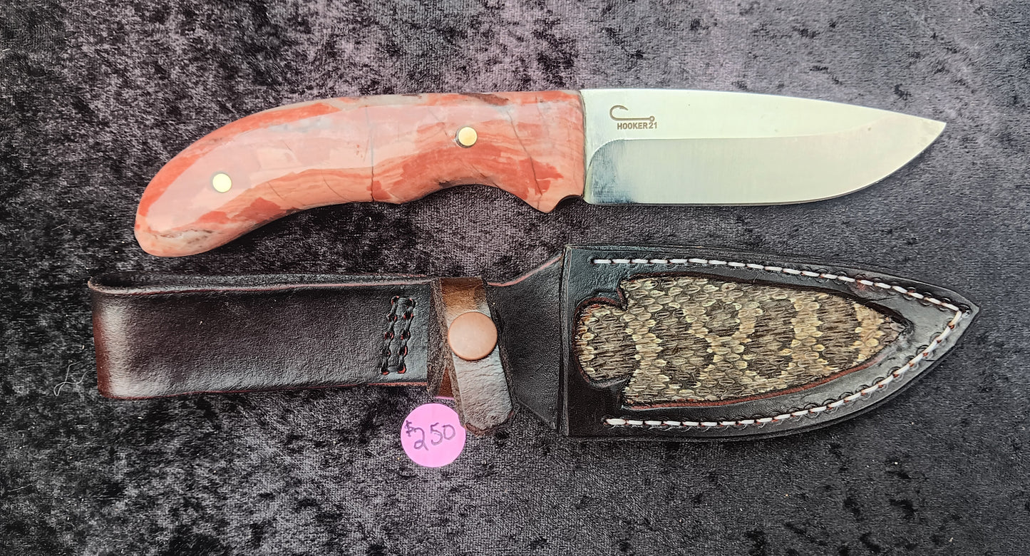 Kona Dolomite Handled Stainless Steel Knife with Rattle Snake sheath
